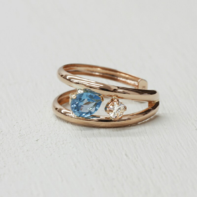 【ふるさと納税】＜ 甲府ジュエリー ＞ イヤーカフ ジュエリー レディース アクセサリー ダイヤモンド 0.04ct K18 ピンクゴールド イエローゴールド ブルートパーズ 片耳分 ギフト プレゼント ジュエリーケース付 保証書付 k248-009 サムネイル2