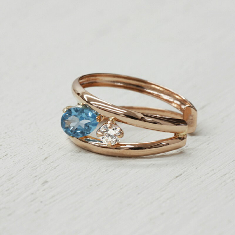 【ふるさと納税】＜ 甲府ジュエリー ＞ イヤーカフ ジュエリー レディース アクセサリー ダイヤモンド 0.04ct K18 ピンクゴールド イエローゴールド ブルートパーズ 片耳分 ギフト プレゼント ジュエリーケース付 保証書付 k248-009 サムネイル3