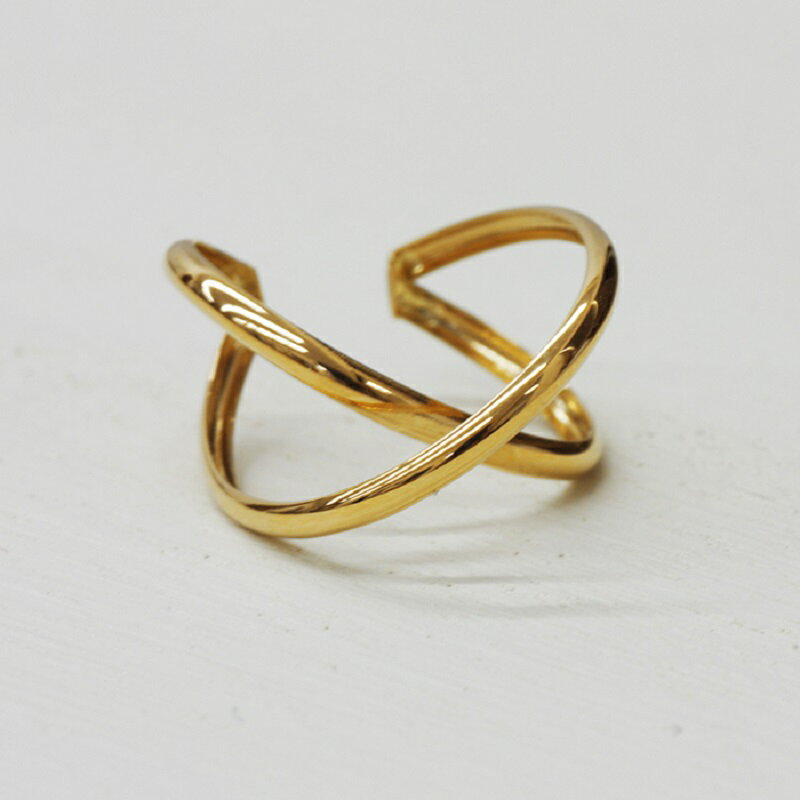 【ふるさと納税】＜ 甲府ジュエリー ＞ イヤーカフ ジュエリー レディース アクセサリー K18 YG イエローゴールド 片耳分 大ぶり シンプル クロス フープ ギフト プレゼント ジュエリーケース付 保証書付 k248-011 サムネイル2