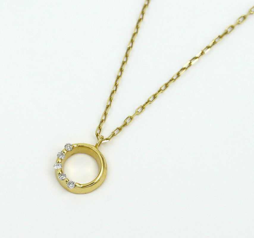 【ふるさと納税】＜ 甲府ジュエリー ＞ ペンダント ネックレス ジュエリー レディース アクセサリー ダイヤモンド 計0.03ct K10 イエローゴールド 小豆チェーン サークルモチーフ ギフト プレゼント ジュエリーケース付 保証書付 k256-002 サムネイル3