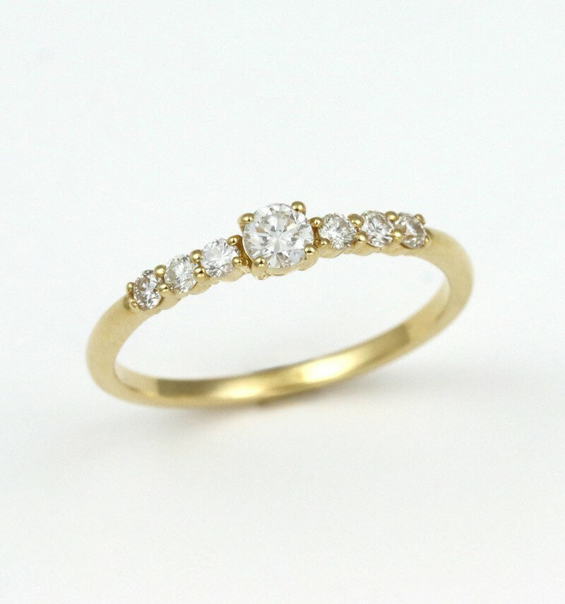 【ふるさと納税】＜ 甲府ジュエリー ＞ リング 指輪 ジュエリー レディース アクセサリー ダイヤモンド 7石 計0.30ct K18 イエローゴールド シンプル ギフト プレゼント ジュエリーケース付 保証書付 k256-005 サムネイル2