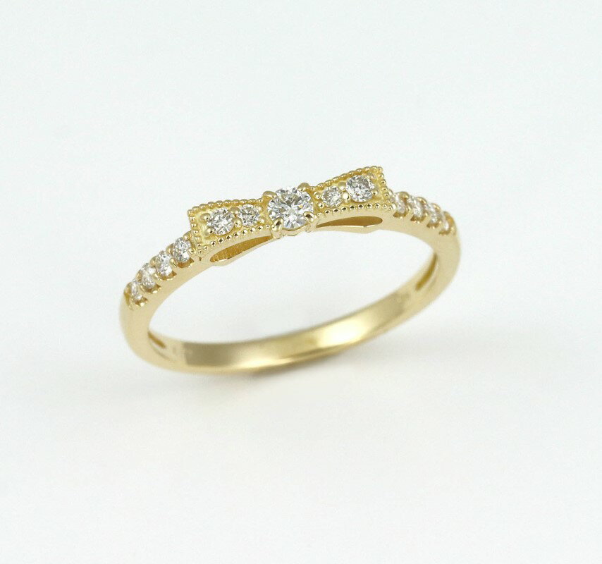 【ふるさと納税】＜ 甲府ジュエリー ＞ リング 指輪 ジュエリー レディース アクセサリー ダイヤモンド 計0.18ct K18 イエローゴールド リボンモチーフ ギフト プレゼント ジュエリーケース付 保証書付 k256-006 サムネイル2