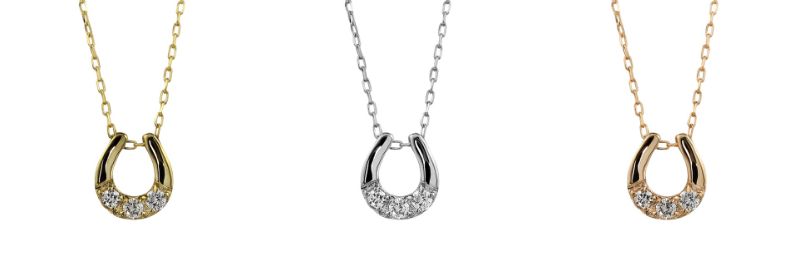 【ふるさと納税】＜ 甲府ジュエリー ＞ ネックレス ペンダント レディース ダイヤモンド 馬蹄 3石 プチ K10 イエローゴールド ホワイトゴールド ピンクゴールド アズキチェーン 40cm シンプル 日本製 甲府市 J-510 ギフト プレゼント ジュエリーケース付 保証書付 k287-015 サムネイル2