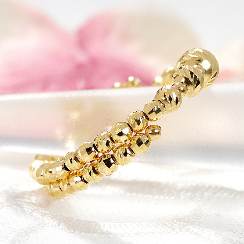 【ふるさと納税】＜ 甲府ジュエリー ＞ リング 指輪 ジュエリー レディース アクセサリー K24 イエローゴールド フリーサイズ ストレッチ 形状記憶 ワイヤー チタン合金 ミラーボール スラッシュカットボール ギフト プレゼント ジュエリーケース付 保証書付 k298-035 サムネイル3