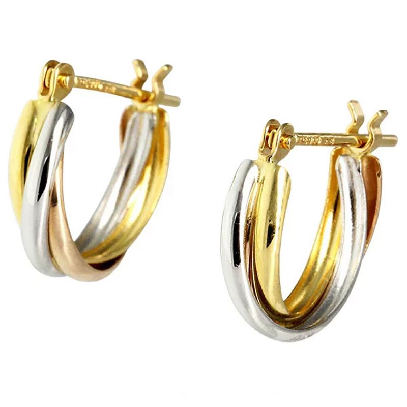 【ふるさと納税】＜ 甲府ジュエリー ＞ ピアス ジュエリー レディース アクセサリー K18 イエローゴールド ピンクゴールド PT900 プラチナ トリコロールカラー フープピアス 定番 上品 ギフト プレゼント ジュエリーケース付 保証書付 k234-003 サムネイル2