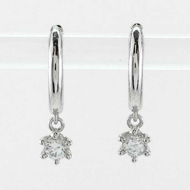 【ふるさと納税】 ピアス ジュエリー レディース アクセサリー 天然 ダイヤモンド 計0.2ct 選べる地金 K10 ホワイトゴールド イエローゴールド ピンクゴールド 一粒石 ブラ フープピアス シンプル 中折れ式 ギフト プレゼント ジュエリーケース付 保証書付 k186-032 サムネイル2