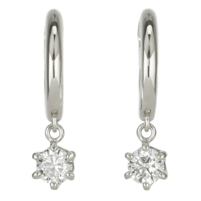 【ふるさと納税】＜ 甲府ジュエリー ＞ ピアス ジュエリー レディース アクセサリー 天然ダイヤモンド 計0.3ct 2ピース Pt900 プラチナ 一粒石 フープピアス シンプル デイリー 中折れ式 ギフト プレゼント ジュエリーケース付 保証書付 k186-045 サムネイル2