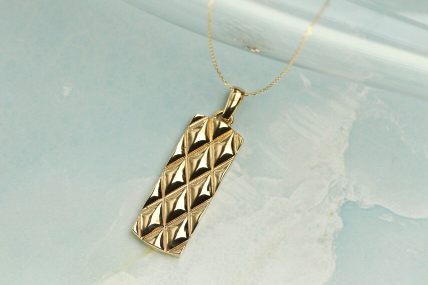 【ふるさと納税】＜ 甲府ジュエリー ＞ ネックレス ペンダント ジュエリー レディース アクセサリー K18 イエローゴールド キルト柄 約50cm ギフト プレゼント ジュエリーボックス付 保証書付 k344-013 サムネイル2