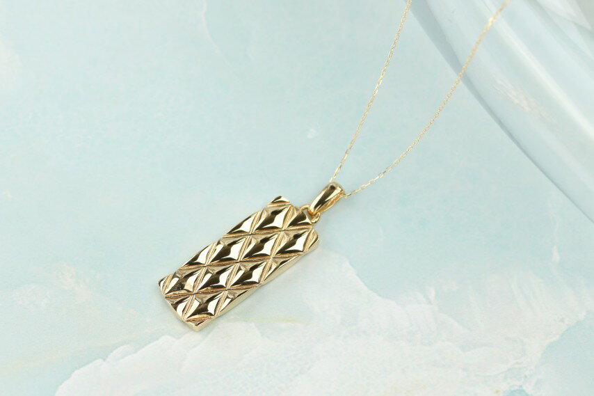 【ふるさと納税】＜ 甲府ジュエリー ＞ ネックレス ペンダント ジュエリー レディース アクセサリー K18 イエローゴールド キルト柄 約50cm ギフト プレゼント ジュエリーボックス付 保証書付 k344-013 サムネイル3