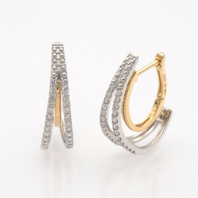 ＜ 甲府ジュエリー ＞ ピアス ジュエリー レディース アクセサリー PT900/K18 プラチナ K18 18金 YG フープ ダイヤモンド ダイア ダイヤピアス ダイヤモンドピアス おしゃれ 記念日 贈り物 ギフト プレゼント ジュエリーケース付 鑑別書付 保証書付 k348-012