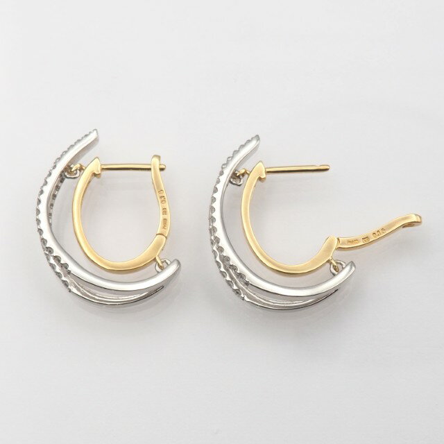 【ふるさと納税】＜ 甲府ジュエリー ＞ ピアス ジュエリー レディース アクセサリー PT900/K18 プラチナ K18 18金 YG フープ ダイヤモンド ダイア ダイヤピアス ダイヤモンドピアス おしゃれ 記念日 贈り物 ギフト プレゼント ジュエリーケース付 鑑別書付 保証書付 k348-012 サムネイル2