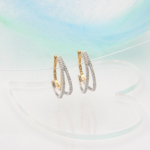 【ふるさと納税】＜ 甲府ジュエリー ＞ ピアス ジュエリー レディース アクセサリー PT900/K18 プラチナ K18 18金 YG フープ ダイヤモンド ダイア ダイヤピアス ダイヤモンドピアス おしゃれ 記念日 贈り物 ギフト プレゼント ジュエリーケース付 鑑別書付 保証書付 k348-012 サムネイル3