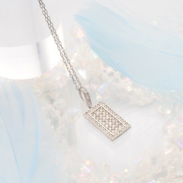【ふるさと納税】＜ 甲府ジュエリー ＞ ネックレス ペンダント ジュエリー アクセサリー レディース PT900/PT850 プラチナ 長方形 レクタングル 0.5ct ダイヤモンド ダイア おしゃれ 記念日 贈り物 ギフト プレゼント ジュエリーケース付 鑑別書付 保証書付 k348-023 サムネイル3