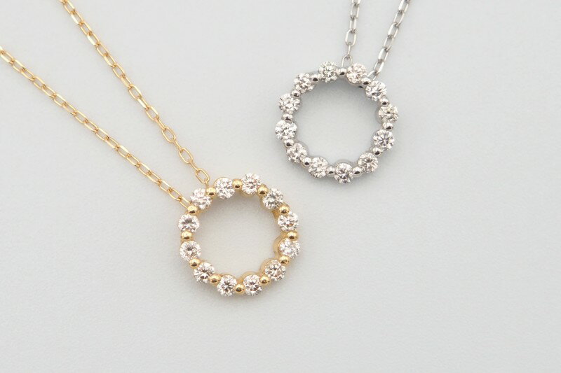 【ふるさと納税】＜ 甲府ジュエリー ＞ ネックレス ペンダント ジュエリー アクセサリー レディース ダイヤモンド 0.15ct 選べる地金 K18 18金 PT900/PT850 プラチナ ギフト プレゼント おしゃれ 記念日 贈り物 サークル ダイア ケース付 保証書付 k348-038 サムネイル2