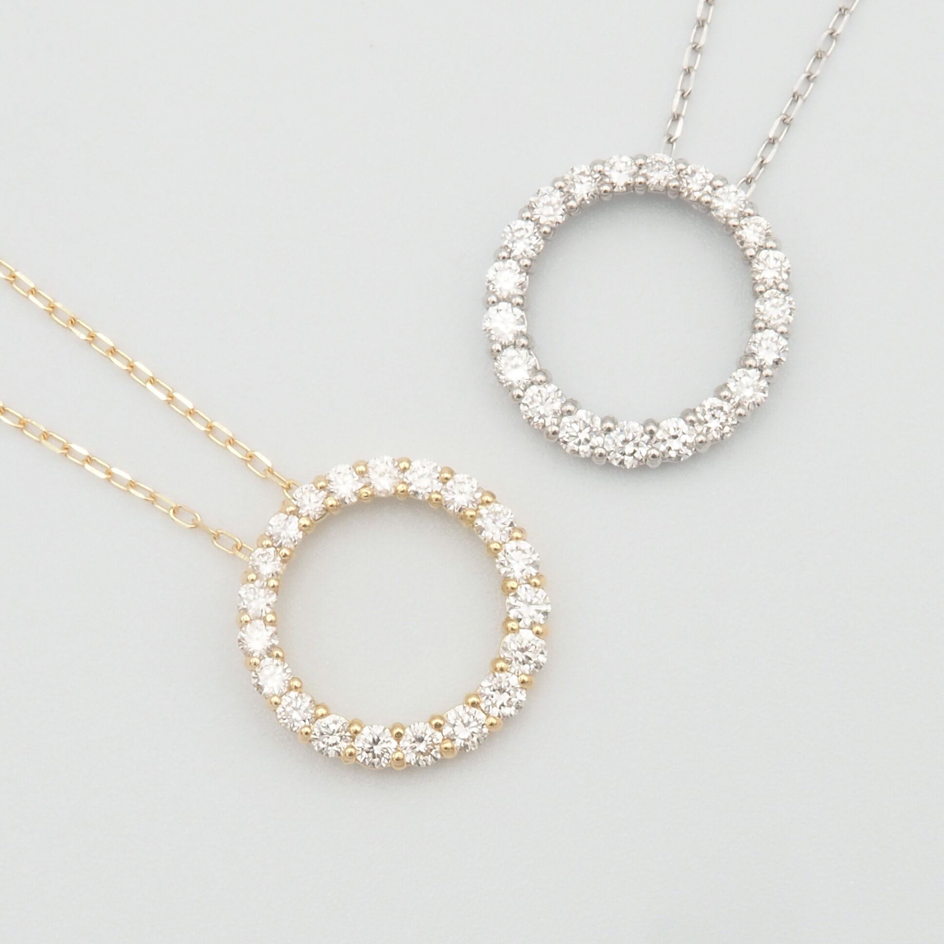 ＜ 甲府ジュエリー ＞ ネックレス ペンダント ジュエリー アクセサリー レディース ダイヤモンド 0.3ct 選べる地金 K18 18金 PT900/PT850 プラチナ ギフト プレゼント おしゃれ 記念日 贈り物 サークル ダイア ケース付 保証書付 k348-040