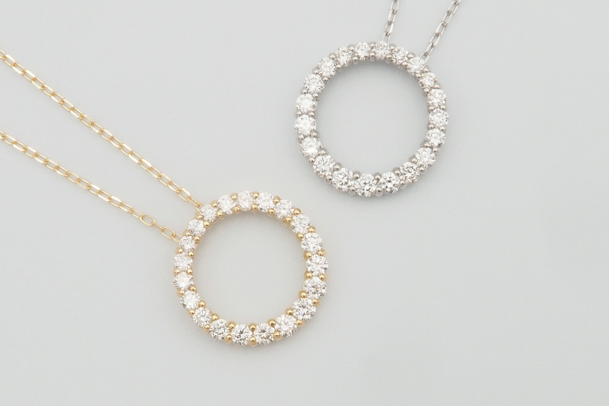 【ふるさと納税】＜ 甲府ジュエリー ＞ ネックレス ペンダント ジュエリー アクセサリー レディース ダイヤモンド 0.3ct 選べる地金 K18 18金 PT900/PT850 プラチナ ギフト プレゼント おしゃれ 記念日 贈り物 サークル ダイア ケース付 保証書付 k348-040 サムネイル2