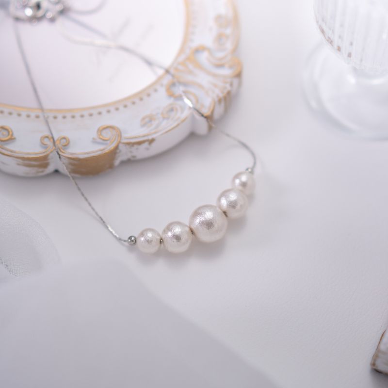 【ふるさと納税】コットンパール「ホワイト」シルバーチェーンネックレス【〜en〜】｜コットンパール ネックレス アクセサリー 入学式 卒業式 結婚式 シルバー サムネイル2