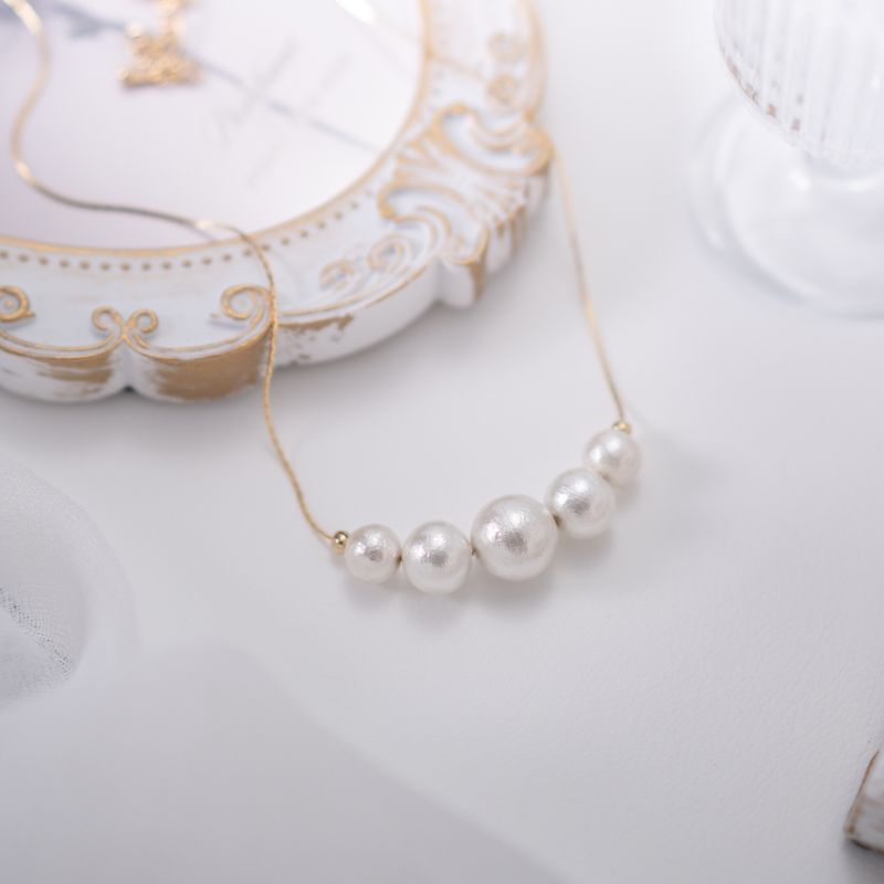 【ふるさと納税】コットンパール「ホワイト」ゴールドチェーンネックレス【〜en〜】｜コットンパール ネックレス アクセサリー 入学式 卒業式 結婚式 ゴールド サムネイル2