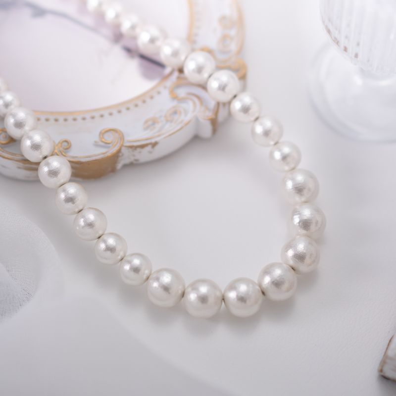 【ふるさと納税】コットンパール「ホワイト」シンプルショートネックレス(金具ゴールド)【〜en〜】｜コットンパール ネックレス アクセサリー 入学式 卒業式 結婚式 ゴールド サムネイル2