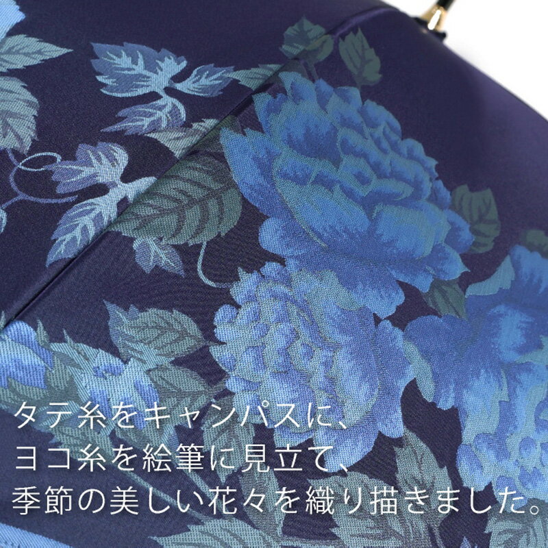 【ふるさと納税】【槙田商店】晴雨兼用長傘　絵おり　バラとぶどう　ネイビー　傘　国産 日本製 ギフト 贈り物 父の日 母の日 敬老の日 記念日 誕生日　送料無料　おしゃれ　レディース　かさ サムネイル3