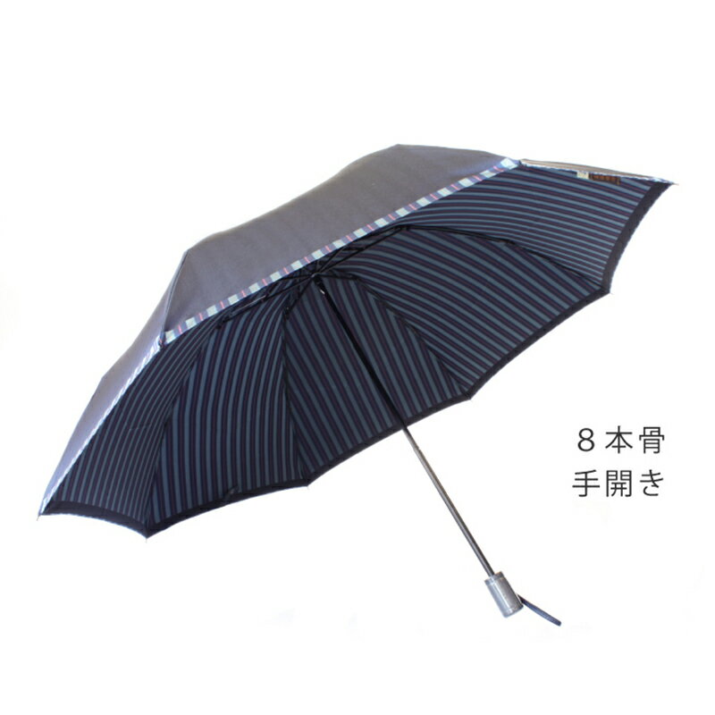 【ふるさと納税】【槙田商店】紳士折たたみ傘　Tie Plain×Stripe　NAVY　|国産 日本製 ギフト 贈り物 父の日 母の日 敬老の日 記念日 送料無料　おしゃれ サムネイル3