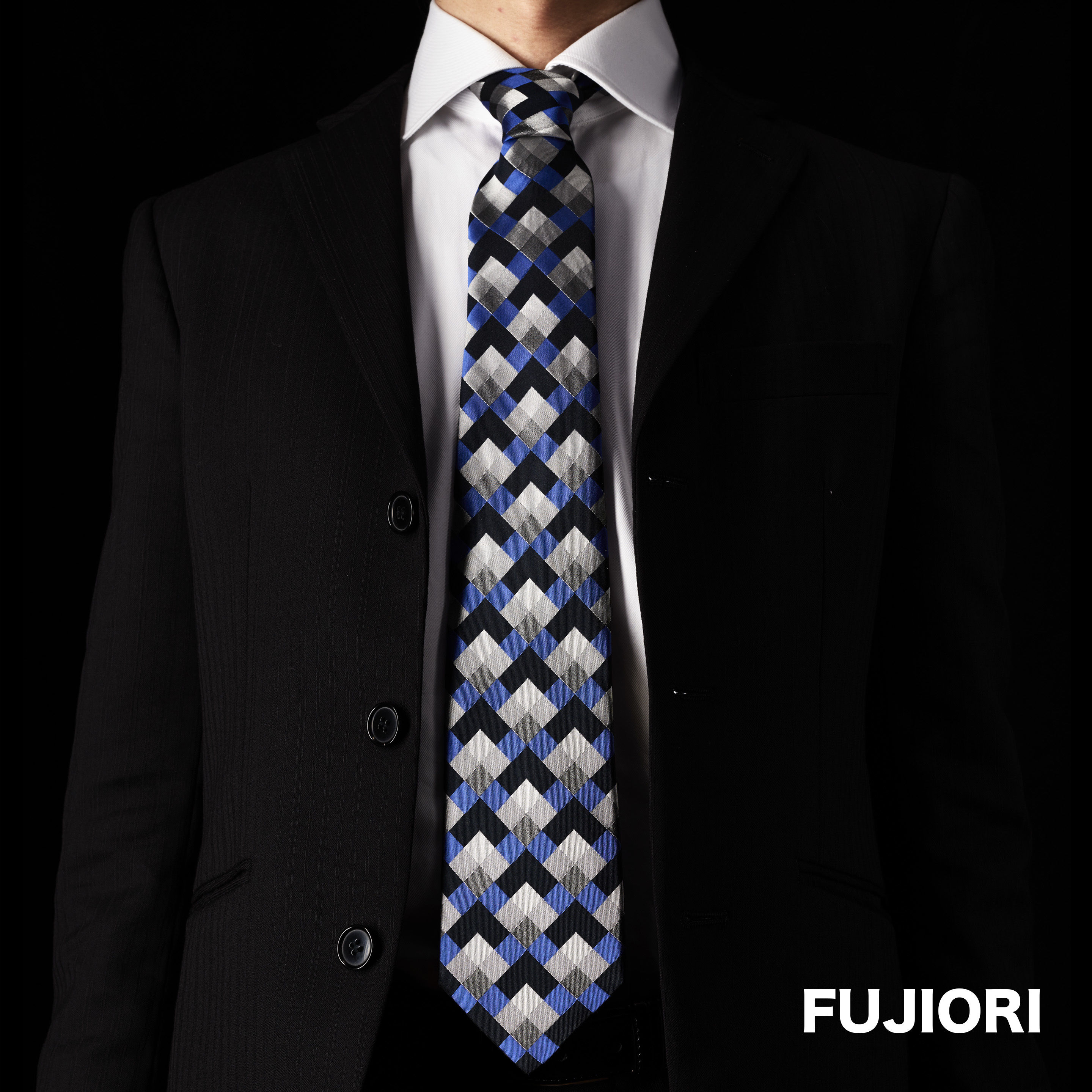 【ふるさと納税】TSURUIKI　甲州織物ネクタイ【FUJIORI】【リード】｜青 黒 おしゃれ シルク 結婚式 チェック 日本製 メンズ 男性 ギフト 1本 プレゼント 贈答 高級 上品 パーティ デート ビジネス 誕生日 入学式 成人式 20代 30代 40代 就職 就活 ネクタイ サムネイル2