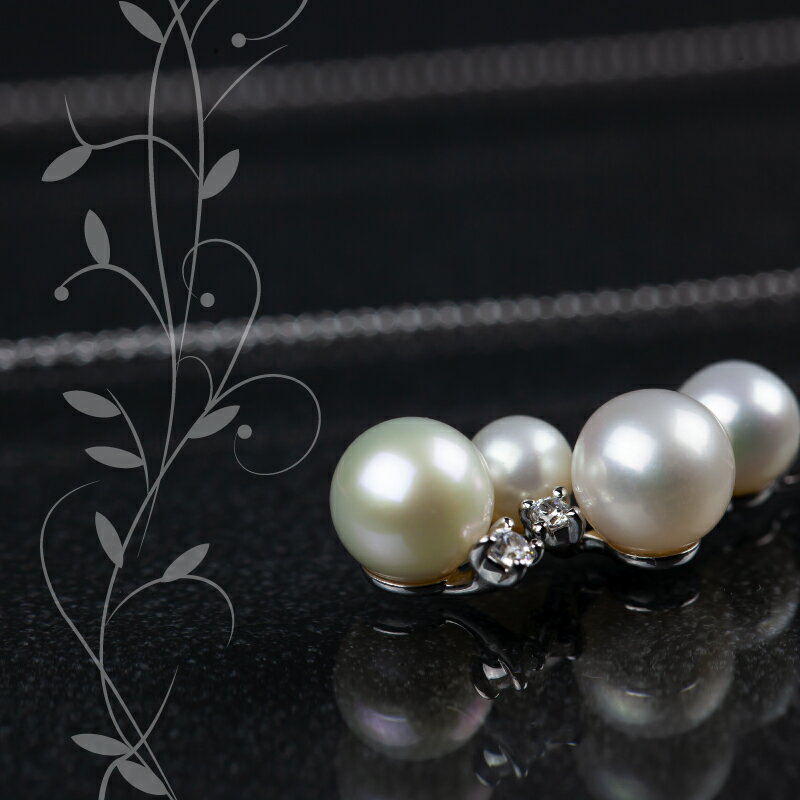 【ふるさと納税】 淡水パール&0.06ct ダイヤモンドネックレス（RP-MN-0184）【リズプラス】｜ ダイヤ ダイヤモンド パール 真珠 ネックレス ペンダント ジュエリー アクセサリー ギフト プレゼント 鑑別書付 保証書付 サムネイル2