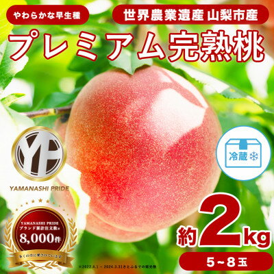 2026年度先行予約 約2kg 完熟 桃 とろける甘み YAMANASHI PRIDE (5～8玉)_桃 山梨 もも モモ フルーツ 果物 くだもの ふるさと 産地直送 山梨県 山梨市 人気 美味しい 【配送不可地域：離島・北海道・沖縄県・中国・四国・九州】【1222000】