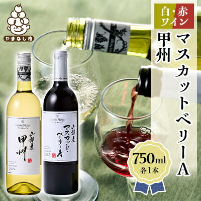 ワイン 山梨産 甲州 マスカットベーリーA 赤白 ワイン 2本 セット_ ふるさと納税 ふるさと 赤ワイン 白ワイン 甲州ワイン お酒 酒 アルコール 飲み比べ 山梨県 山梨市 山梨 ギフト プレゼント 贈り物 人気 送料無料【1229064】