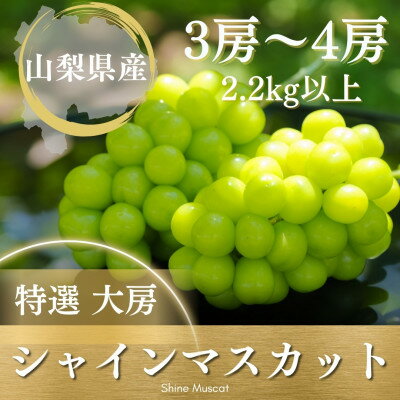 【2026年発送 先行予約】フルーツ王国山梨県産シャインマスカット 3房～4房 2.2kg以上【配送不可地域：離島】【1362278】