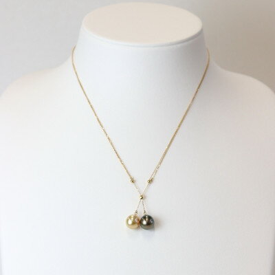 【ふるさと納税】K18ゴールデン・黒蝶真珠トリプルスライドネックレス最小40cm～最大80cm_ 金 18金 18K ネックレス アクセサリー クリスマス 誕生日 バースデー ギフト 【配送不可地域：沖縄県】【1366891】 サムネイル2