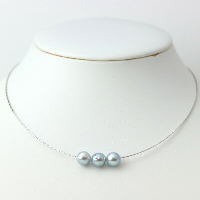 【ふるさと納税】K18WGあこや真珠ナチュラルブルー8.0-8.5mmオメガタイプスルーネックレス_ 真珠 パール 金 18金 18K ネックレス アクセサリー クリスマス 誕生日 バースデー ギフト 【配送不可地域：沖縄県】【1383197】 サムネイル2