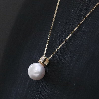 【ふるさと納税】K18あこや真珠7mmスクエアペンダント【ダイヤ0.05ct】_ 金 ゴールド gold K18 真珠 パール ペンダント アクセサリー クリスマス 誕生日 バースデー ギフト 贈答 プレゼント 【配送不可地域：沖縄県】【1434688】 サムネイル3