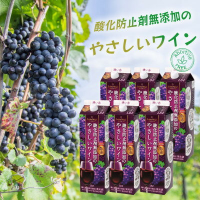 ワイン 酸化防止剤無添加のやさしいワイン 濃い赤 紙パック 1.8L 6本 セット_ ふるさと納税 ふるさと 赤ワイン お酒 酒 アルコール 山梨県 山梨市 山梨 人気 美味しい 送料無料【1466538】