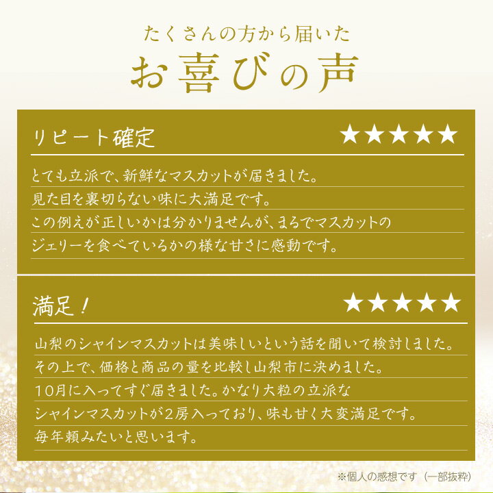 【ふるさと納税】【2026年先行予約】完熟 シャインマスカット 2房 (1kg以上) 世界農業遺産認定地特産_ ふるさと納税 ふるさと マスカット ぶどう ブドウ 葡萄 フルーツ 果物 くだもの 人気 美味しい 山梨県 山梨市 山梨 【配送不可地域：離島】【1117448】 - 画像2