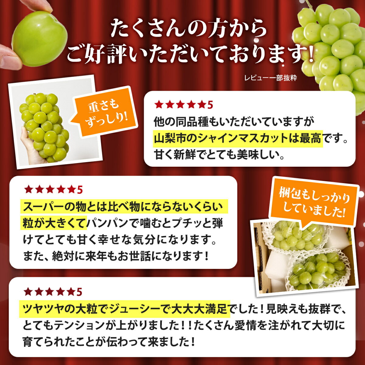 【ふるさと納税】シャインマスカット　1kg・1.2kg(2～3房)・2kg(3～5房)・3kg(4～7房) _ ふるさと納税 フルーツ 果物 ぶどう マスカット シャインマスカット 山梨市 山梨県 葡萄 【配送不可地域：離島】【G1442579】 - 画像2