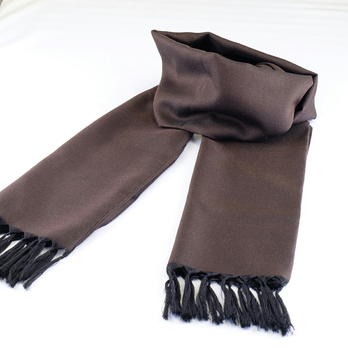 【ふるさと納税】郡内織物　絹紡ストール(シルク100%) ブラウン サムネイル2