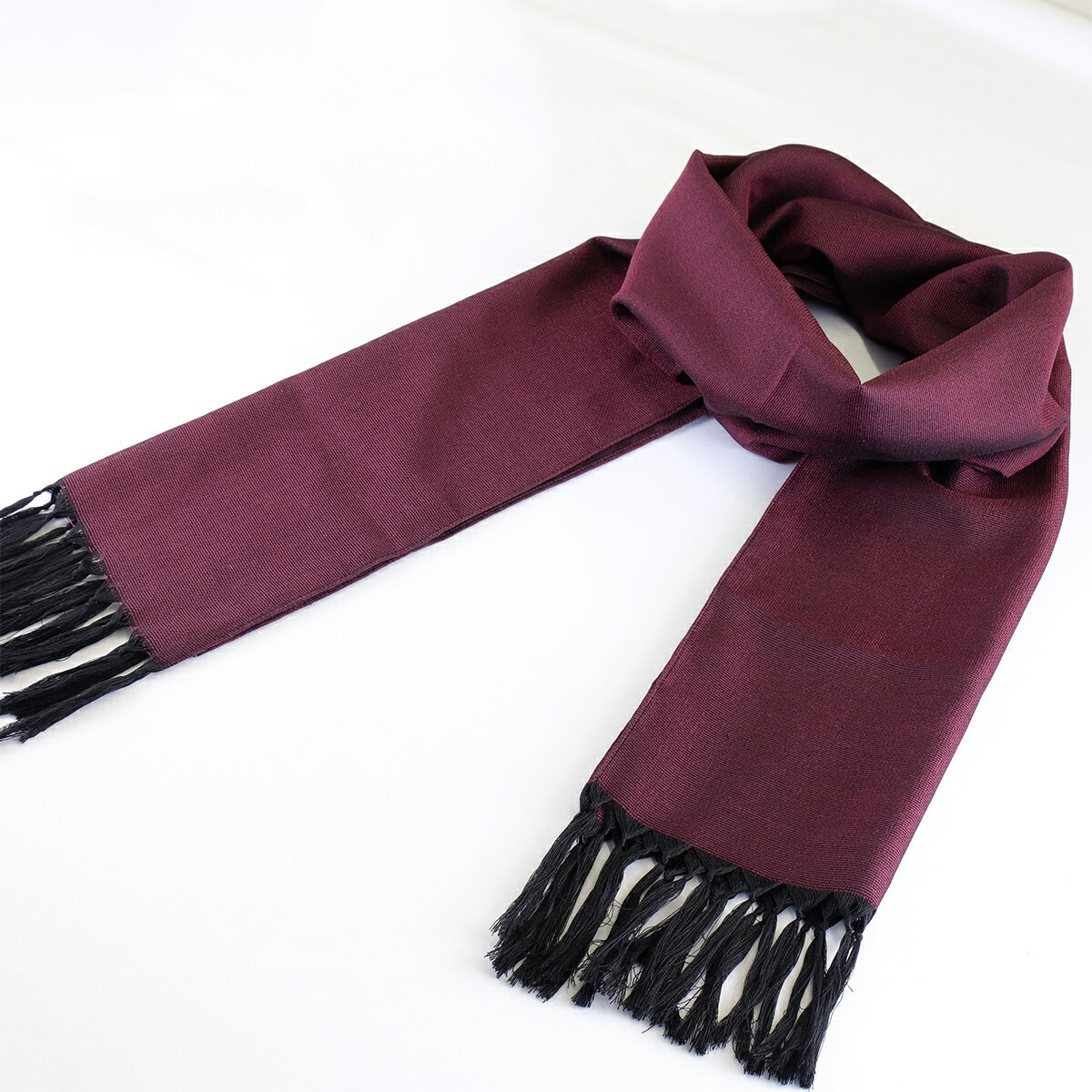 【ふるさと納税】郡内織物　絹紡ストール(シルク100%) えんじ色 サムネイル2