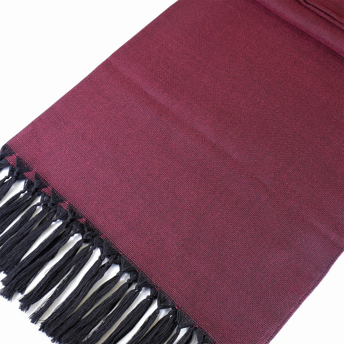 郡内織物　絹紡ストール(シルク100%) えんじ色