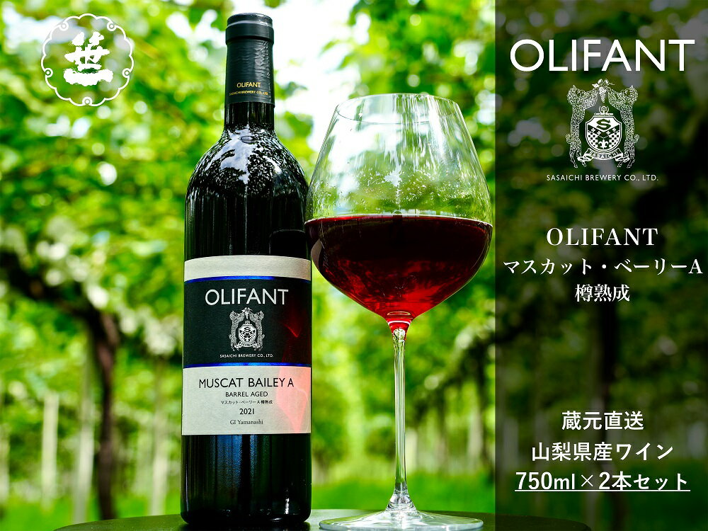 【山梨ワイン】蔵元直送「OLIFANTマスカット・ベーリーA樽熟成750ml×2本セット」