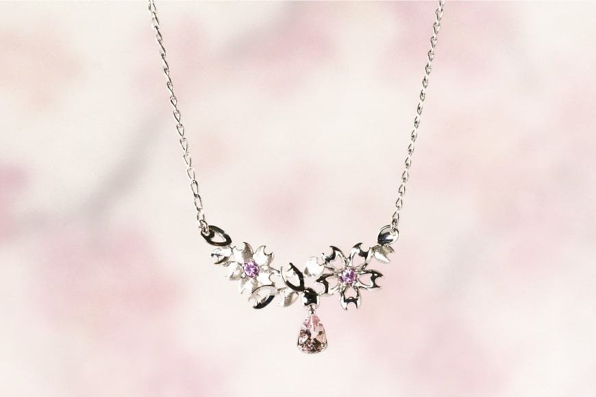 【ふるさと納税】 わに塚の桜モデルネックレス『チェリーダンス』ペアシェイプ [スーパークラフト 山梨県 韮崎市 20743203] サムネイル2