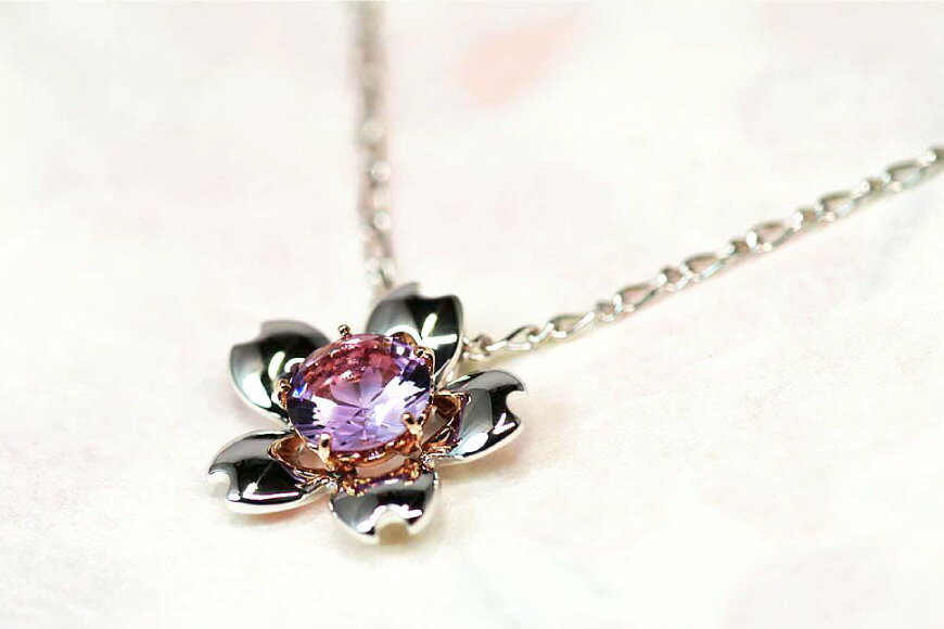 【ふるさと納税】 わに塚の桜モデルペンダント『チェリーフォース』ローズアメジスト＜スーパークラフト＞【山梨県韮崎市】 サムネイル3