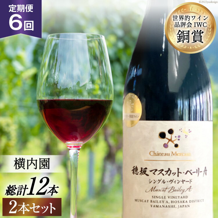 ワイン 山梨 定期便 赤ワイン 赤 穂坂マスカット・ベーリーA シングル・ヴィンヤード 栽培責任者 横内栄人 750ml 2本 × 6回 酒 母の日 父の日 記念日 ギフト 送料無料 [シャトー・メルシャン 勝沼ワイナリー 山梨県 韮崎市 20743325]