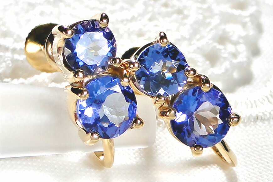 【ふるさと納税】 イヤリング K18YG イエローゴールド タンザナイト 約3ct 1ペア 【f205-k18yg】 / オーダーメイドジュエリーメイ / 山梨県 韮崎市 [20743567] アクセサリー ジュエリー 大粒 ゴールド 金 ねじ式 18金 サムネイル2