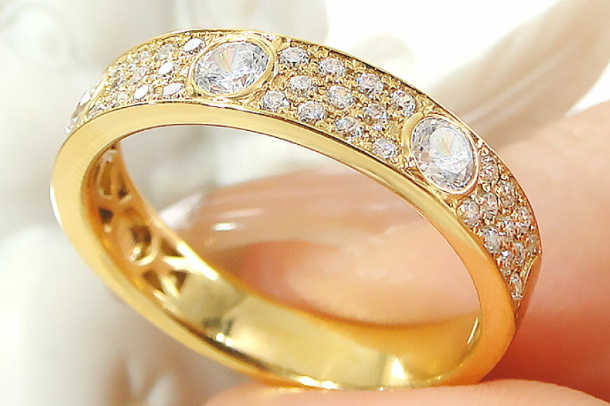 【ふるさと納税】 リング K18YG イエローゴールド ダイヤモンド 0.65ct パヴェドットリング 【f156-k18yg】 / オーダーメイドジュエリーメイ / 山梨県 韮崎市 [20743564] アクセサリー 指輪 ジュエリー ゴールドリング パヴェリング サムネイル2