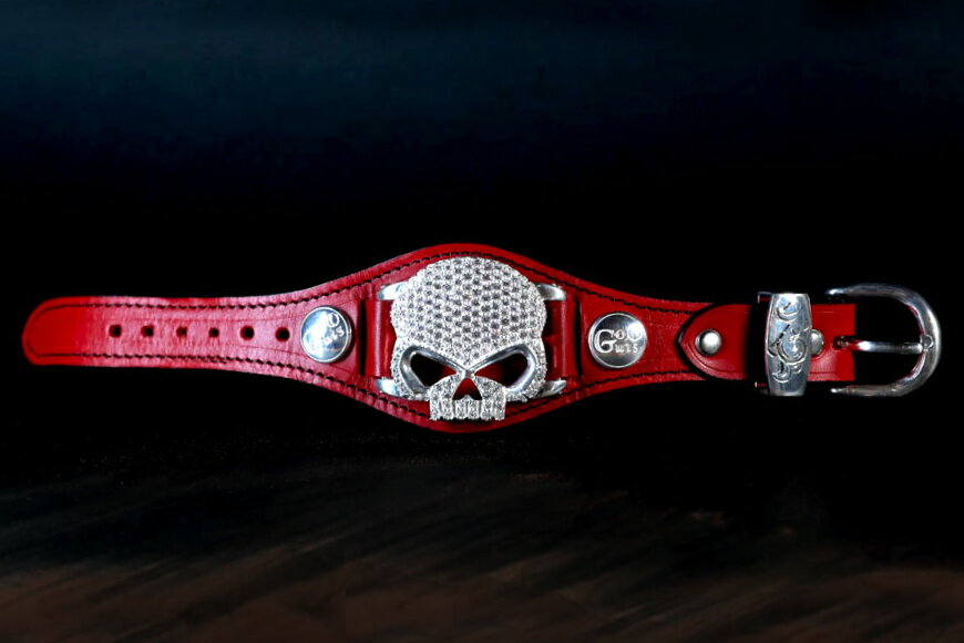 【ふるさと納税】 ブレスレット Go-Guts スカルモチーフ SV925 キュービック 【gg001-sv】 [オーダーメイドジュエリーメイ 山梨県 韮崎市 20743570] アクセ 腕輪 ブッテーロ 革 サムネイル2