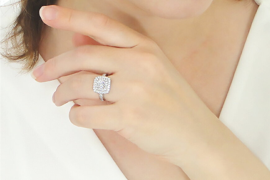 【ふるさと納税】 リング Pt900 ダイヤモンド スクエアパヴェリング 計1.75ctUP 中石1ctアップ 【f247-pt】 [オーダーメイドジュエリーメイ 山梨県 韮崎市 20743941] アクセサリー ジュエリー 指輪 プラチナ ダイヤ サムネイル3