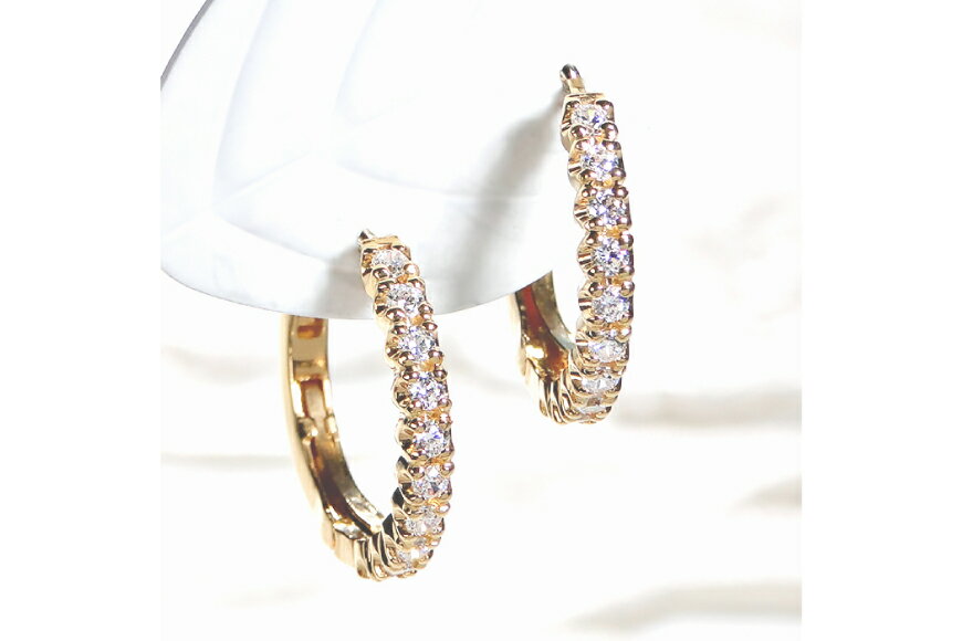 【ふるさと納税】 ピアス フープピアス K18YG イエローゴールド ダイヤモンド 0.35ct レディース 18金 円 丸 輪っか バネ式 キャッチレス 中折れピアス【f215-k18yg】 [株式会社オーダーメイドジュエリーメイ 山梨県 韮崎市 20743778] ジュエリー アクセサリー サムネイル3