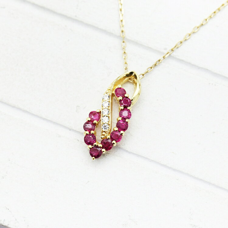 【ふるさと納税】 ネックレス K18YG イエローゴールド ルビー ダイヤモンド 0.05ct レディース ペンダント【f134-rd-k18yg】 [株式会社オーダーメイドジュエリーメイ 山梨県 韮崎市 20743780] ジュエリー アクセサリー アクセ ダイヤ サムネイル3