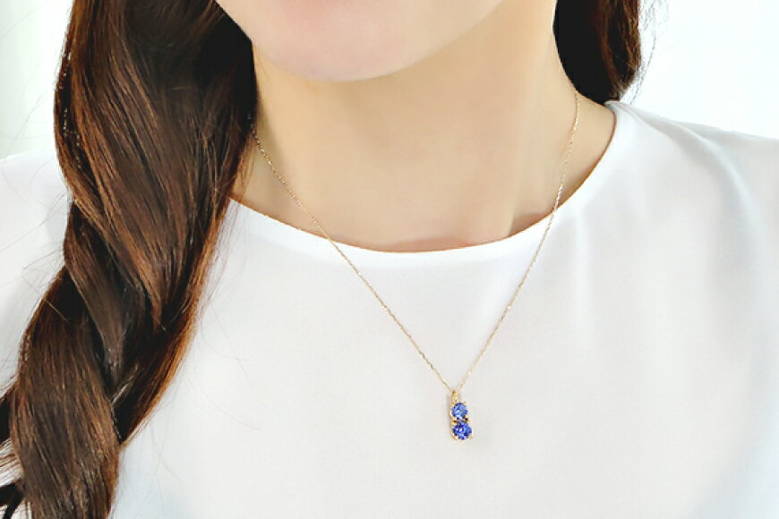 【ふるさと納税】 ネックレス K18YG イエローゴールド 大粒 タンザナイト 1.5ct ラウンド ダブルサークル ペンダント【f206-k18yg】 [株式会社オーダーメイドジュエリーメイ 山梨県 韮崎市 20743763] アクセサリー アクセ ジュエリー レディース サムネイル2